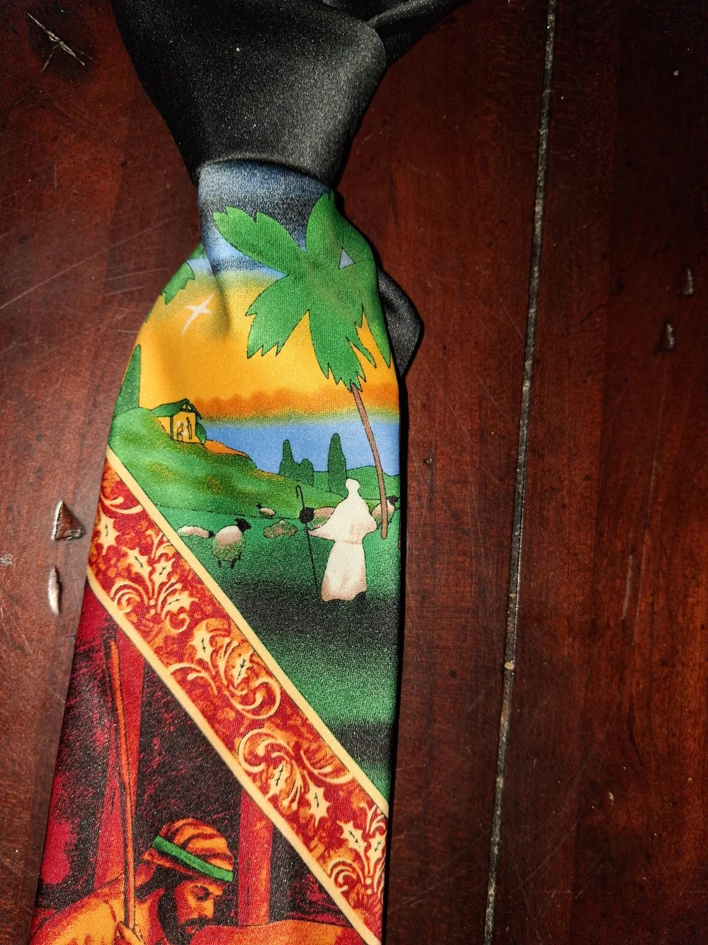 Maison Martin Margiela Multicolor Nativity Scene Silk Tie